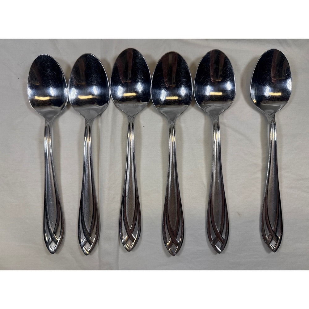 Hampton Silversmiths Frosted Lace Soup Spoons Set of 6 Silverware